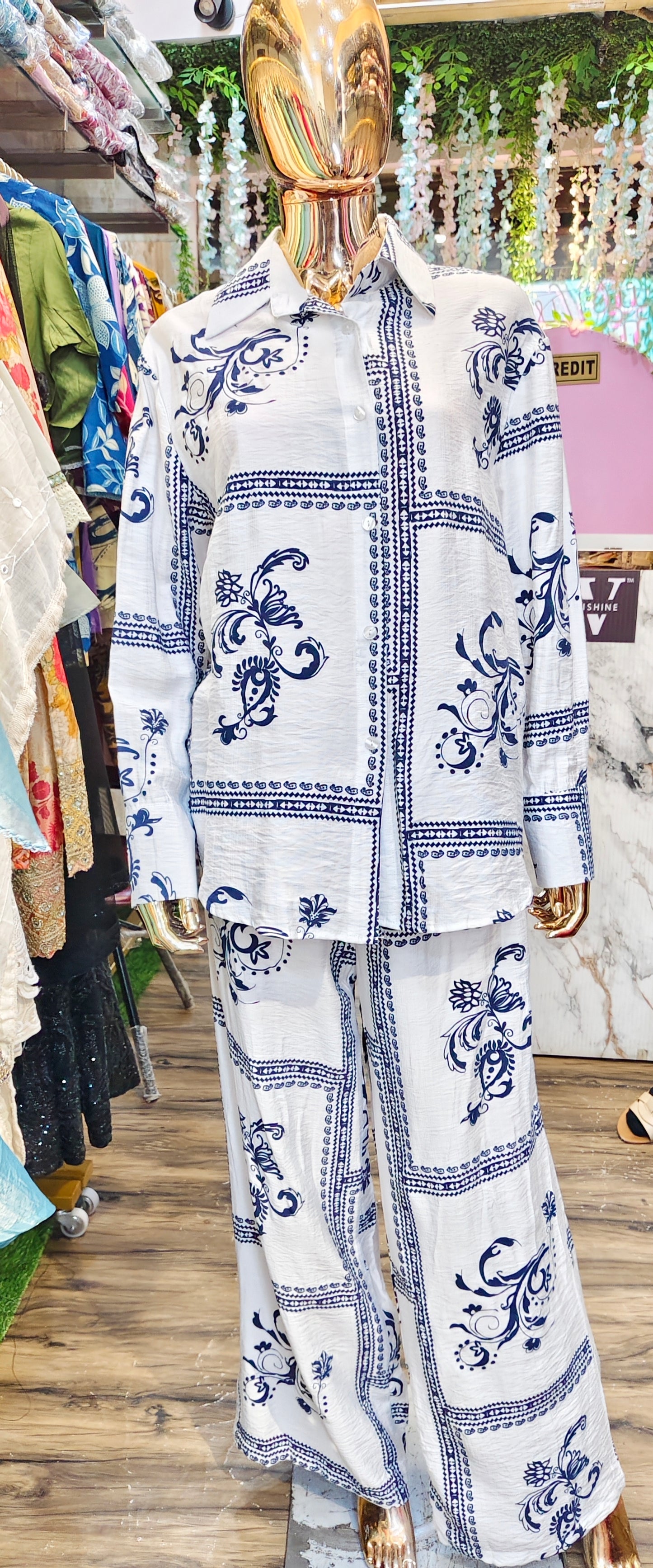 White Floral Imported Coord Set