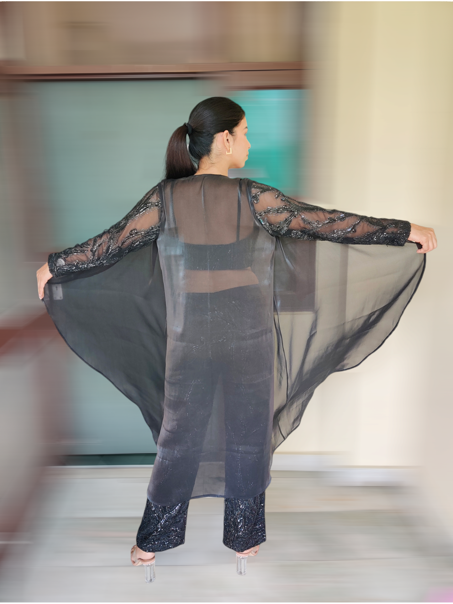 VISHINE Black Cape Dress