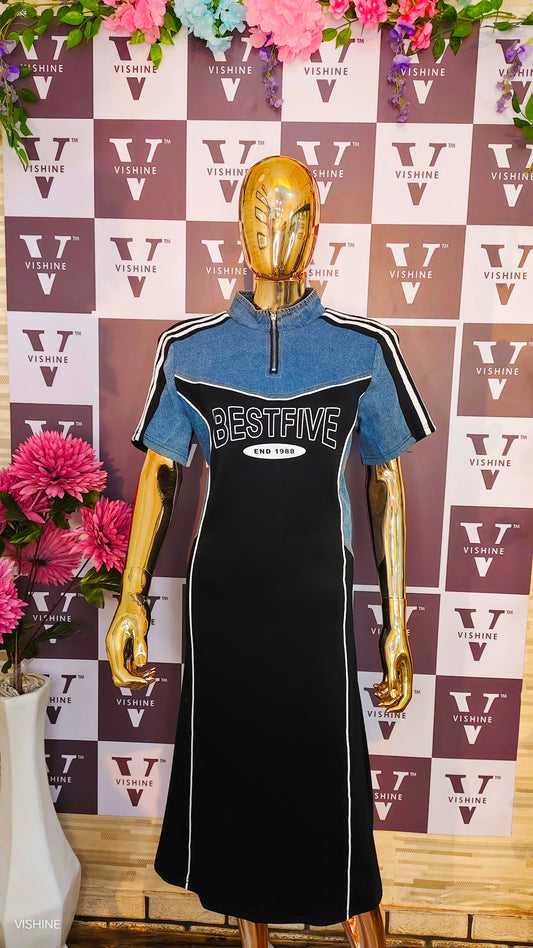 Chic Indigo Denim Midi Dress