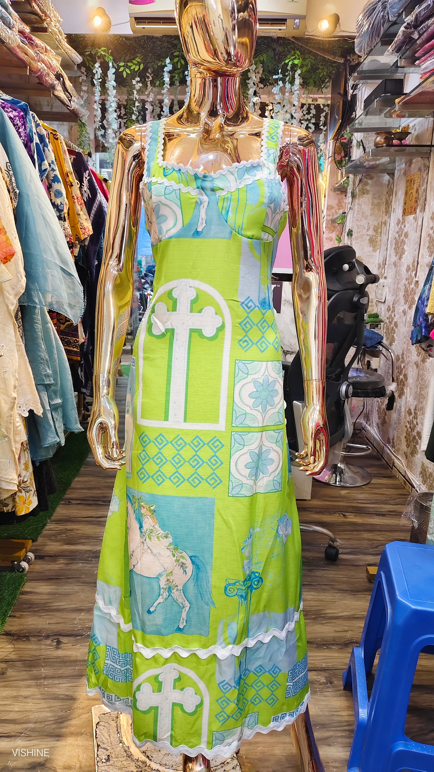 Pastel Printed Back-Tie Maxi Dress