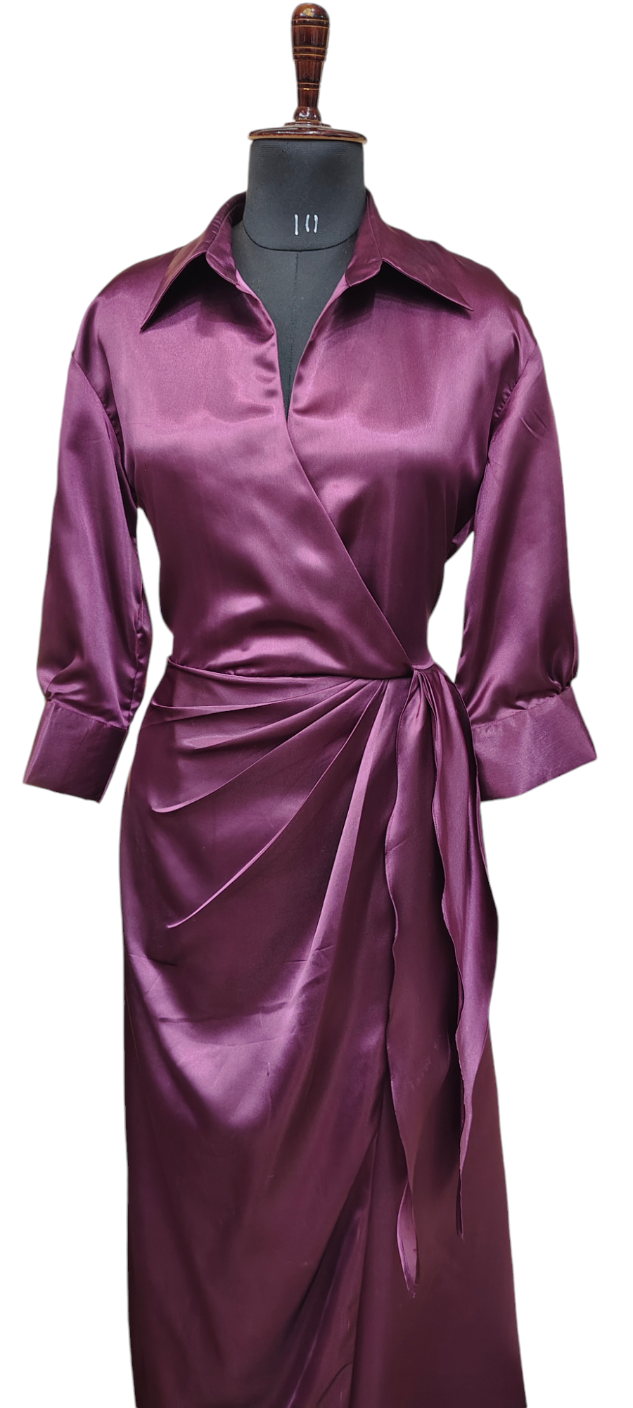 VISHINE Solid Wrap Knot Side Dress