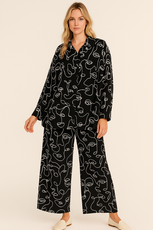 Relaxed Fit Face Print Coord Set